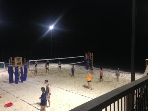 volleyball courts at night